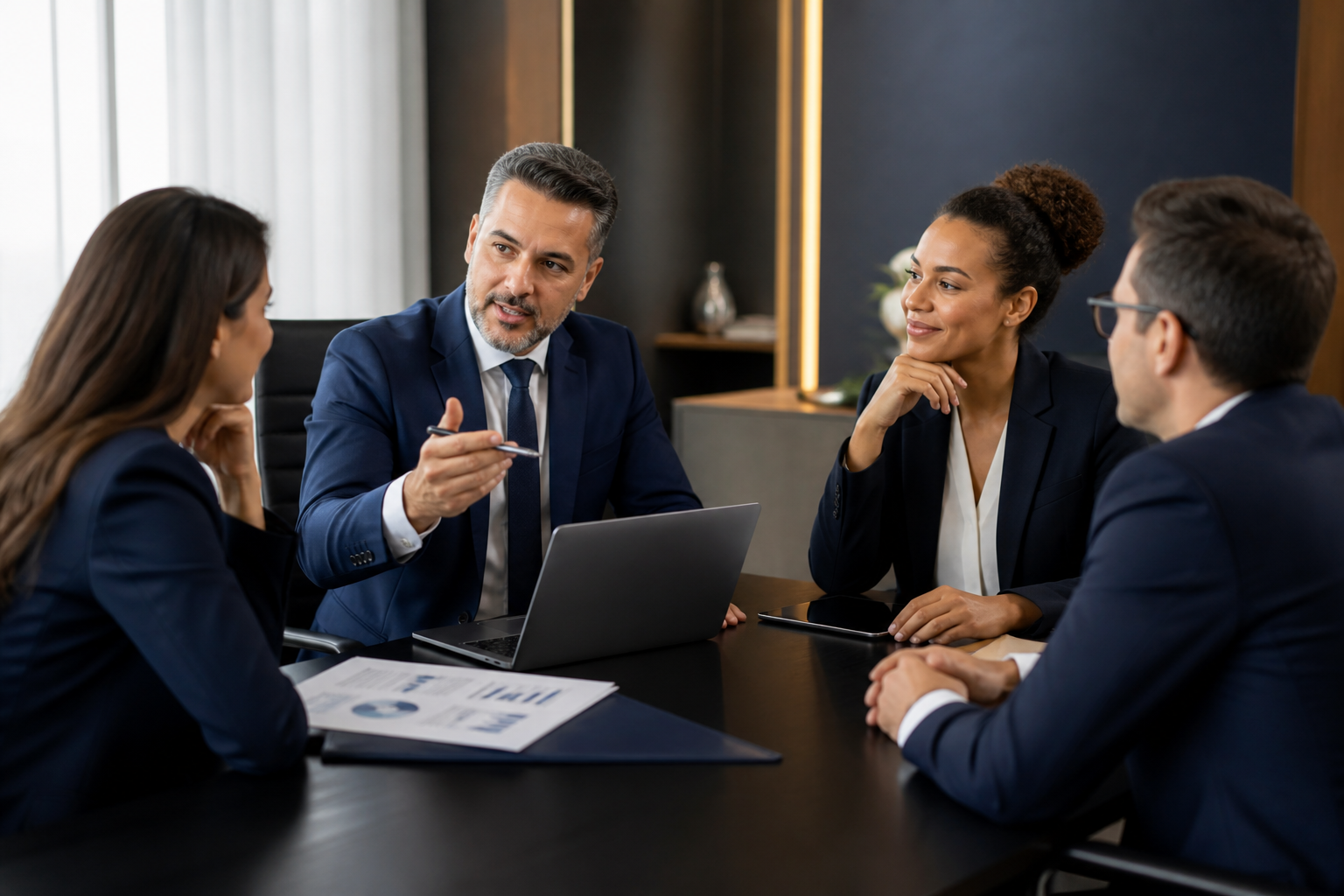Equipe SP-RIO em reunião de consultoria de seguros